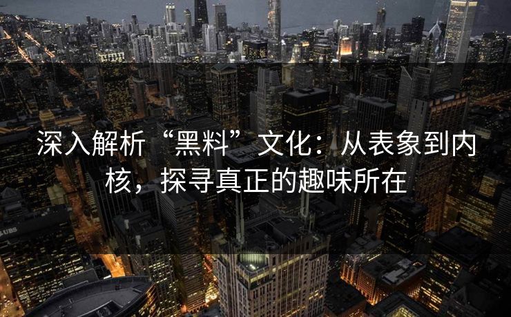 深入解析“黑料”文化：从表象到内核，探寻真正的趣味所在
