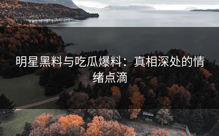 明星黑料与吃瓜爆料：真相深处的情绪点滴