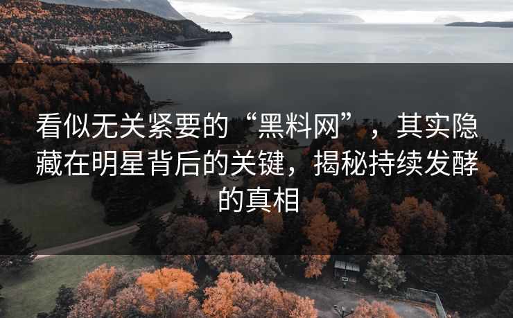 看似无关紧要的“黑料网”，其实隐藏在明星背后的关键，揭秘持续发酵的真相