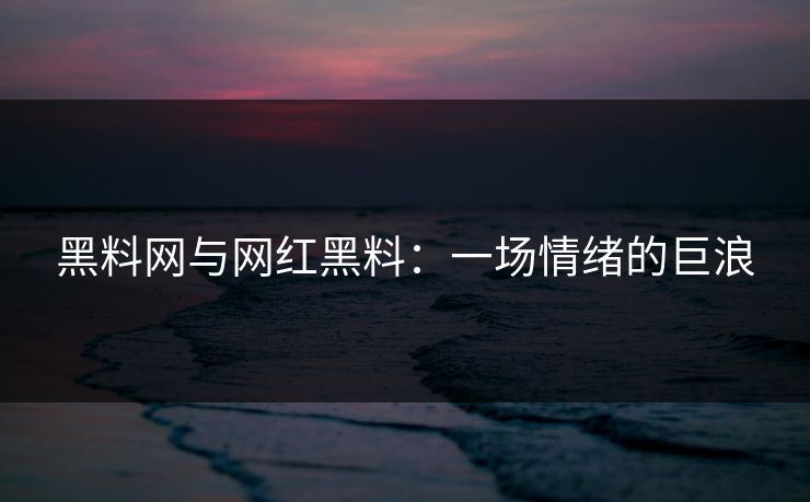 黑料网与网红黑料:一场情绪的巨浪 第1张 黑料网与网红黑料:一场情绪的巨浪 第1张