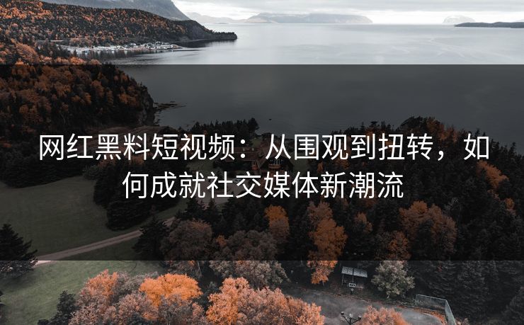 网红黑料短视频：从围观到扭转，如何成就社交媒体新潮流  第1张